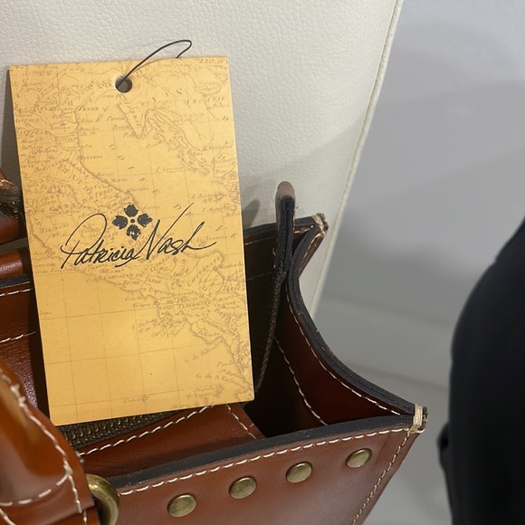 Patricia Nash Zancona Tan Leather Top Zip Closure Tote Bag - Picture 2 of 8